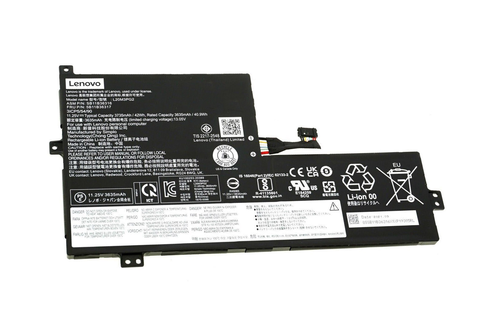 Original Battery Lenovo 5B11B36317 5B11B36309 3735mAh 42Wh (image for) Original Battery Lenovo 5B11B36317 5B11B36309 3735mAh 42Wh