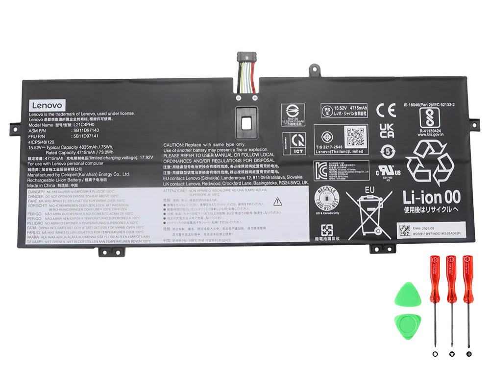 Original Battery Lenovo 5B11N52040 5B11D97140 4835mAh 75Wh (image for) Original Battery Lenovo 5B11N52040 5B11D97140 4835mAh 75Wh