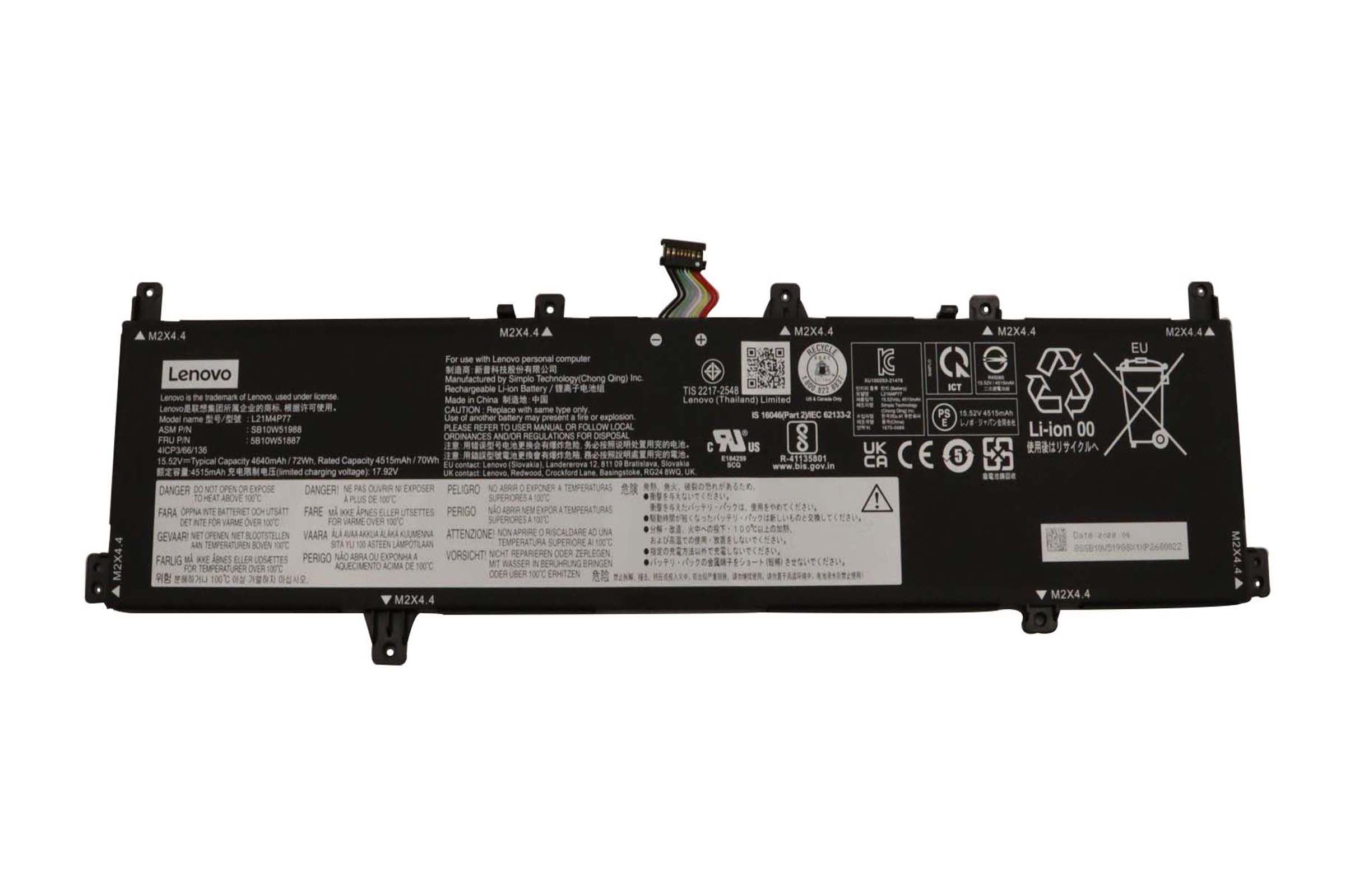 Original Battery Lenovo 5B11M90085 5B10W51889 4640mAh 72Wh (image for) Original Battery Lenovo 5B11M90085 5B10W51889 4640mAh 72Wh