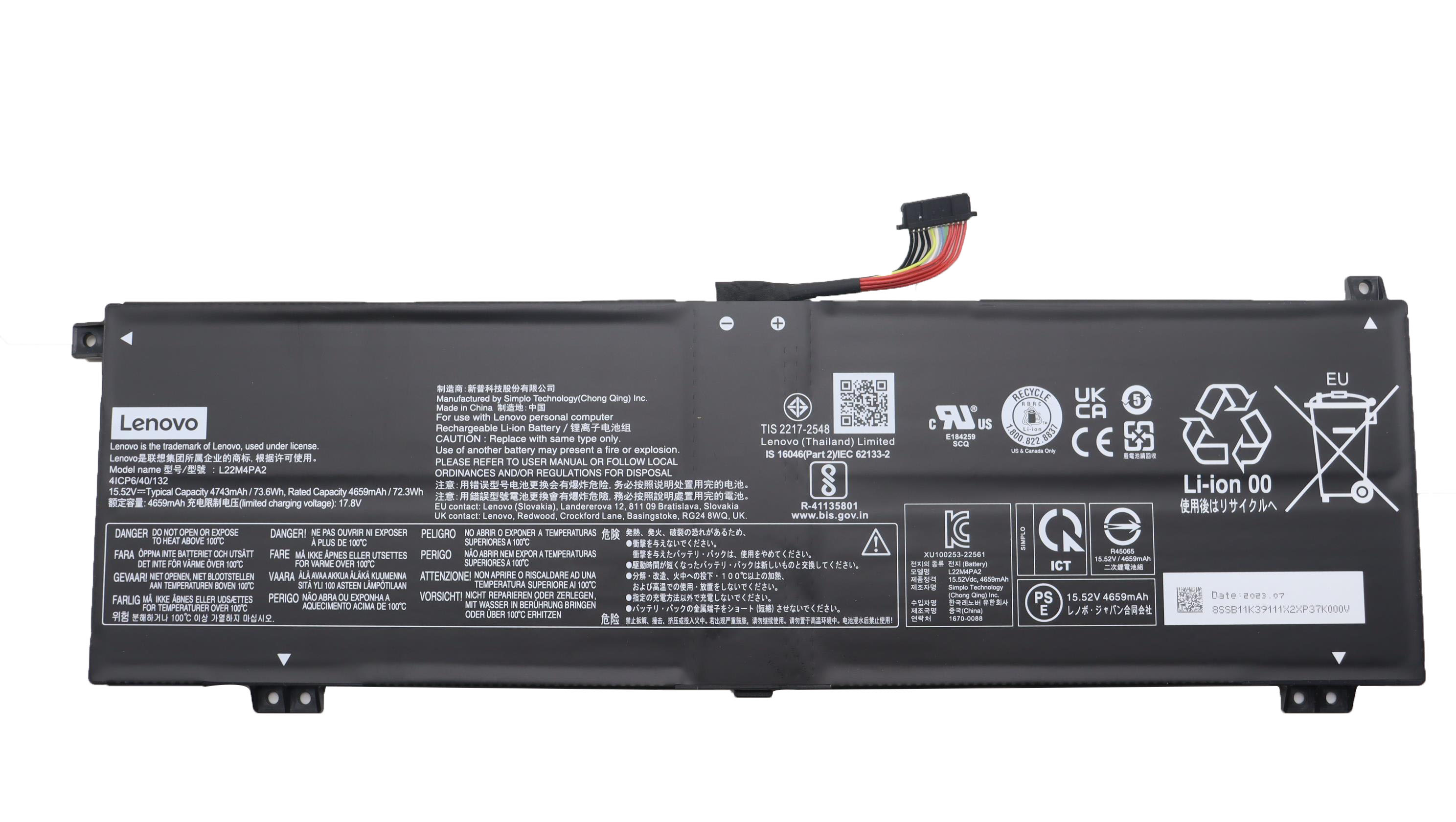 Original Battery Lenovo 5B11K39109 5B11K39112 4743mAh 73.6Wh (image for) Original Battery Lenovo 5B11K39109 5B11K39112 4743mAh 73.6Wh