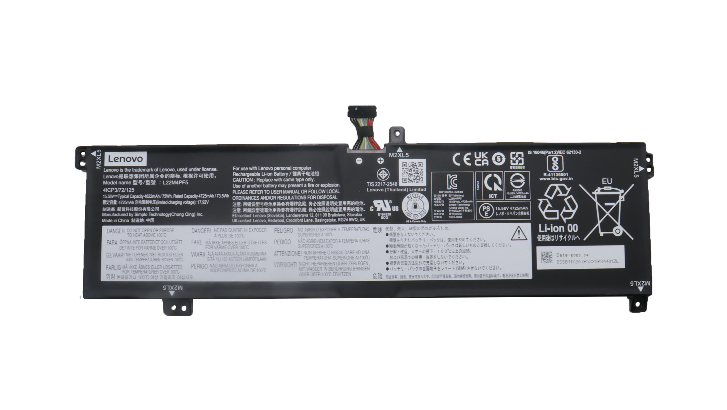 Original Battery Lenovo L22B4PF5 SB11K24765 SB11K24769 4822mAh 75Wh (image for) Original Battery Lenovo L22B4PF5 SB11K24765 SB11K24769 4822mAh 75Wh