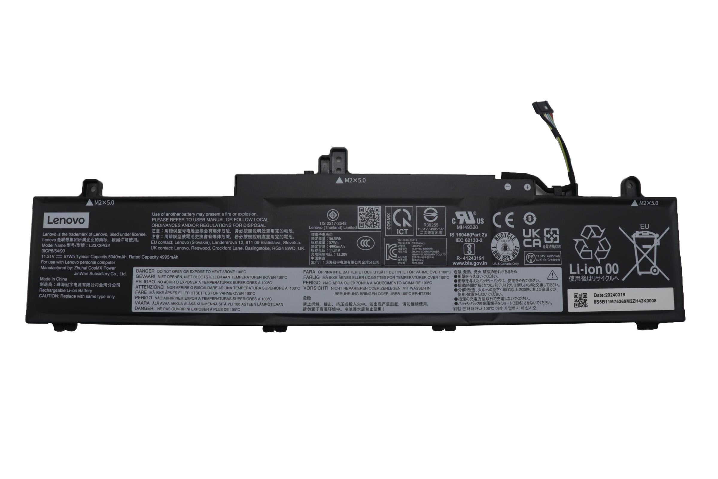 Original Battery Lenovo 5B11M75269 5B11M75272 5040mAh 57Wh (image for) Original Battery Lenovo 5B11M75269 5B11M75272 5040mAh 57Wh