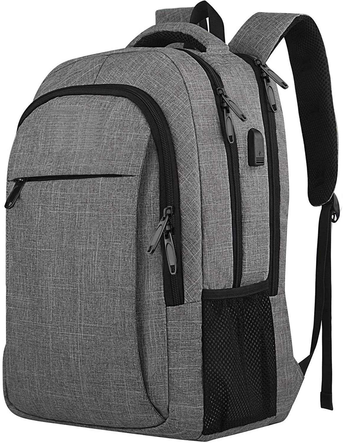 (image for) 15.6 Inch Laptop Backpack Anti-Theft Business Travel Work Computer Rucksack with USB Charging Port Grey