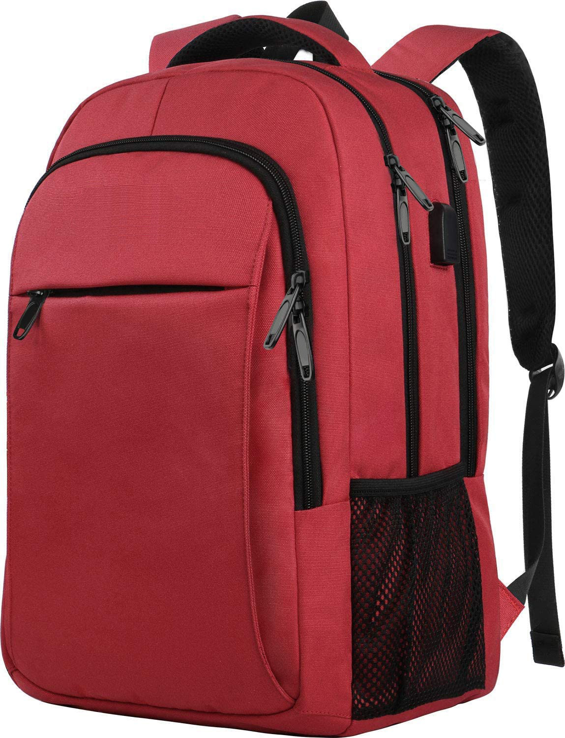(image for) 15.6 Inch Laptop Backpack Anti-Theft Business Travel Work Computer Rucksack with USB Charging Port Red