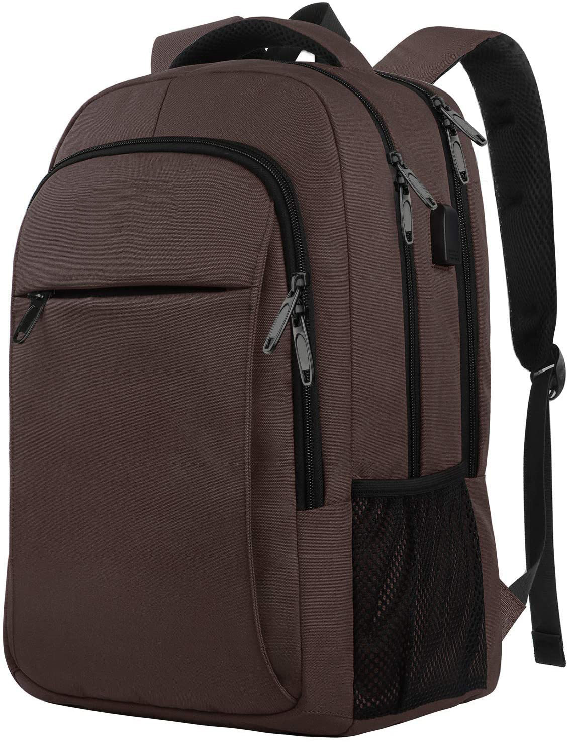 (image for) 15.6 Inch Laptop Backpack Anti-Theft Business Travel Work Computer Rucksack with USB Charging Port brown