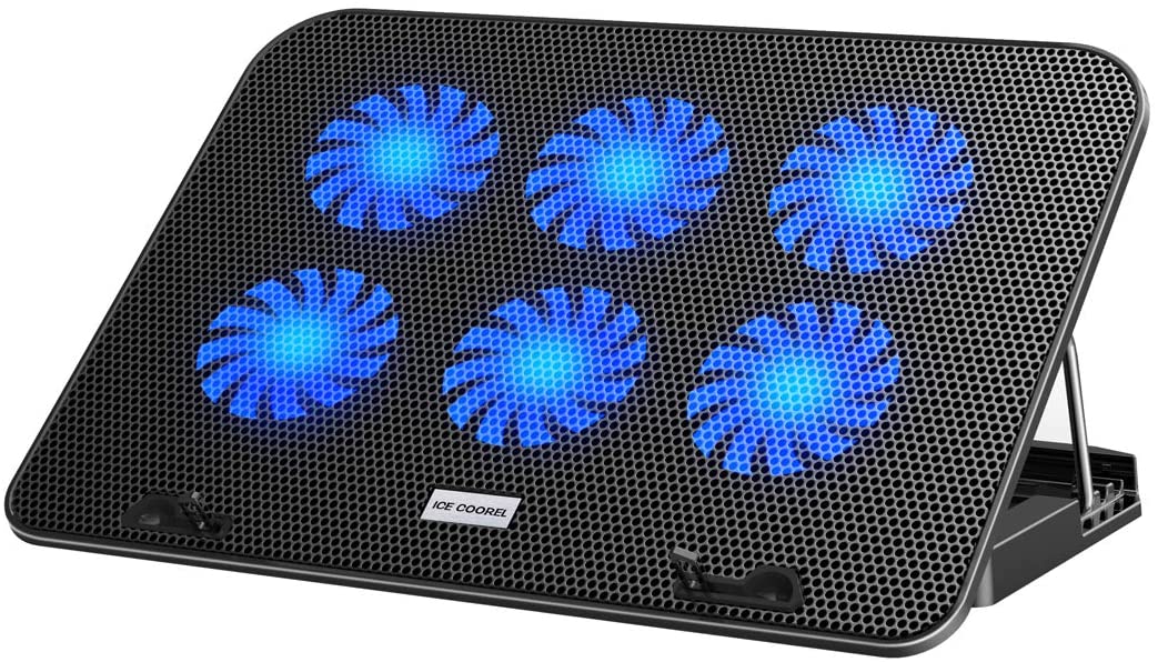 (image for) Adjustable foldable computer silent fan radiator base bracket laptop stand for 11 inch to 15.6 inch Blue and black