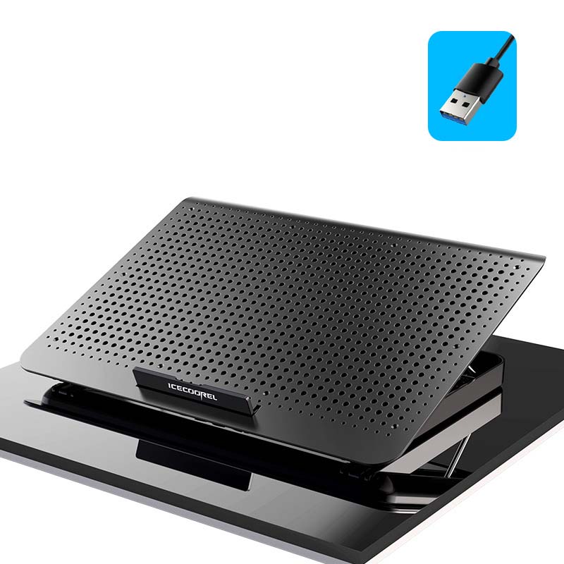 (image for) Adjustable Foldable Laptop Stand with Fan Silent Aluminum Alloy Notebook Cooler for Laptop 7.9 inch to 17 inch Black