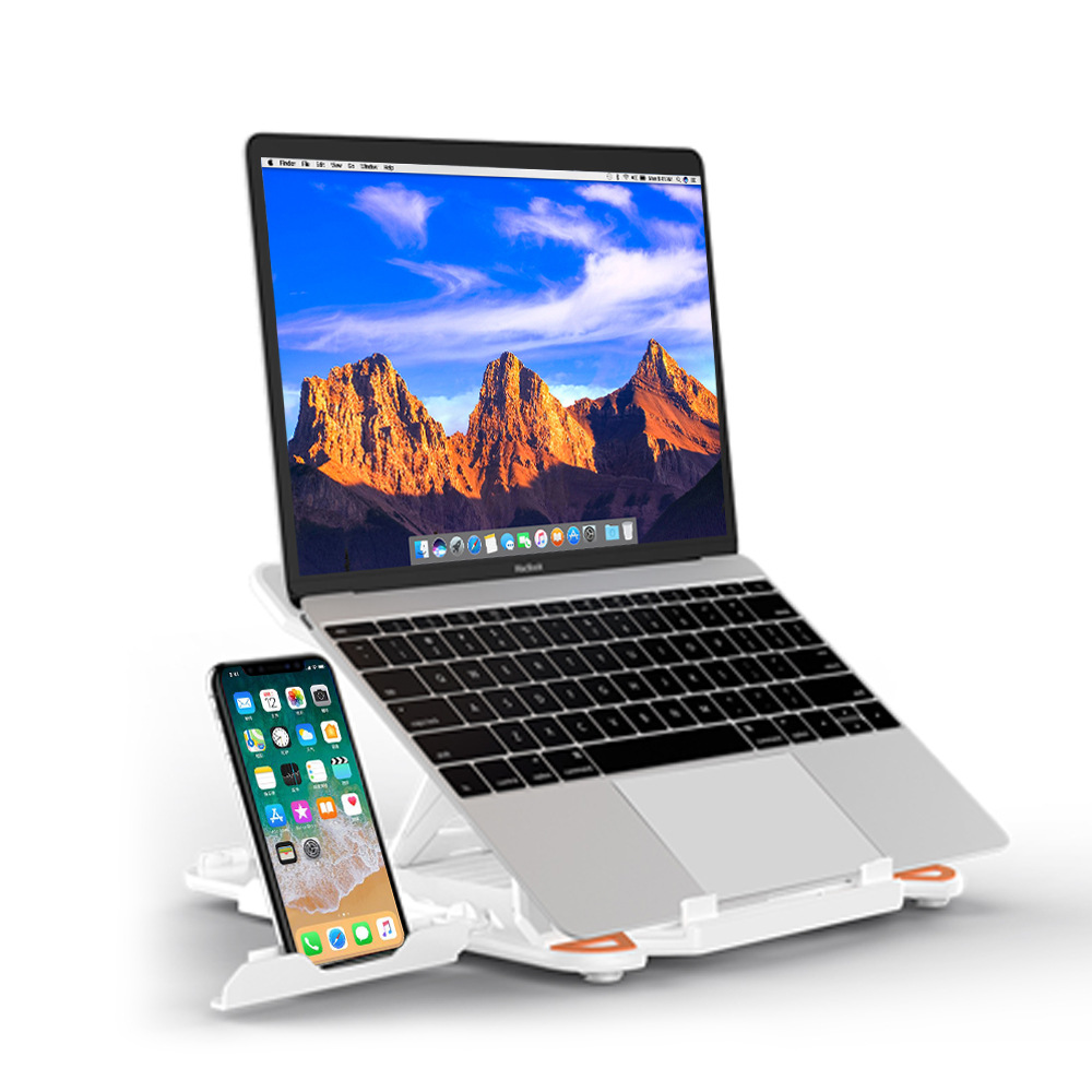 (image for) 360°Rotating Laptop Stand With Phone Holder Adjustable Portable Stand for 10 inch to 17 inch Laptop White